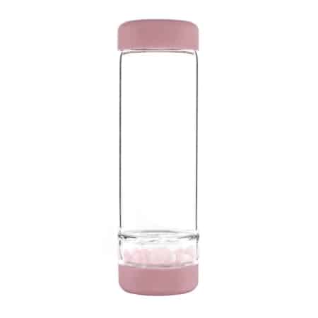 Wasserflasche “inu!” für Wassersteine rosa, mit Rosenquarz