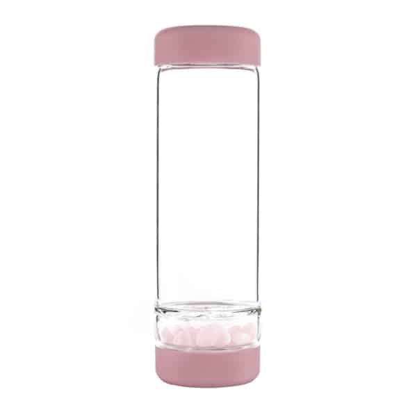 Wasserflasche “inu!” für Wassersteine rosa, mit Rosenquarz